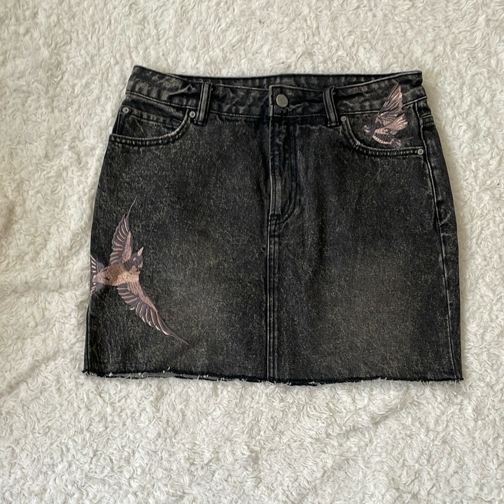 All Saints Charcoal Distressed Mini Skirt - Picture 8 of 11